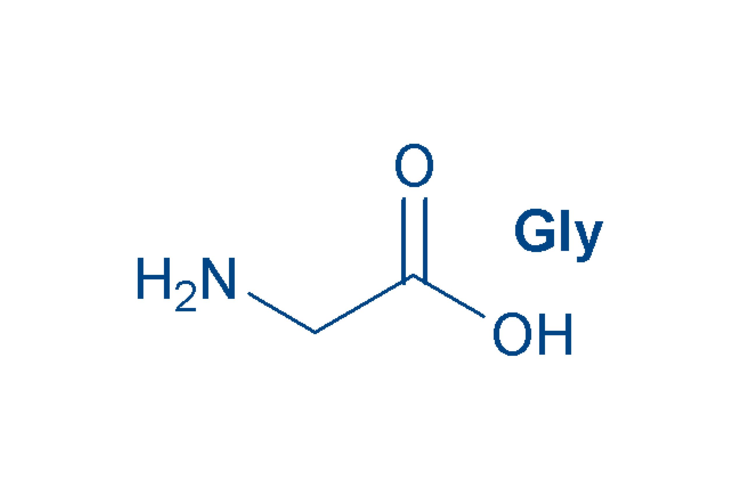Amino acid Glycine. The chemical molecular formula of glycine is